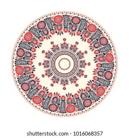 Traditional Hungarian round decorative element, vector.