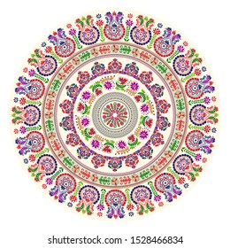 Traditional Hungarian round decorative element, vector.