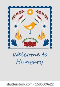 Traditional Hungary Folk Card Welcome Hungary Stock Vector (Royalty ...