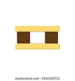 Traditional Ice cream Sandwich Singapore Vector Illustration. chocolate, vanilla and strawberry flavored ice cream.