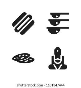 traditional icon. 4 traditional vector icons set. great buddha of thailand, hot dog and spoon icons for web and design about traditional theme