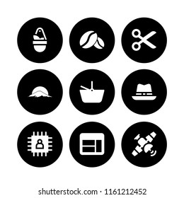 traditional icon. 9 traditional set with hat, cut, basket and grain vector icons for web and mobile app