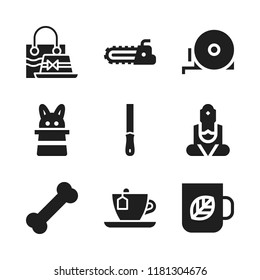 traditional icon. 9 traditional vector icons set. hat, tools and utensils and bone icons for web and design about traditional theme