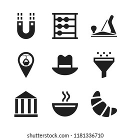 traditional icon. 9 traditional vector icons set. croissant, abacus and soup icons for web and design about traditional theme