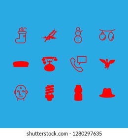 traditional icon set about lamp, indian, snowman and hat vector set