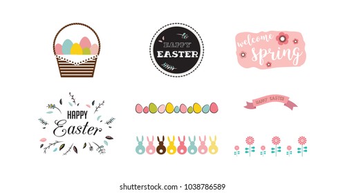 traditional icon set for Easter holiday. vector illustration