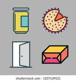 traditional icon set. vector set about chestnut, giftbox, door and jam icons set.