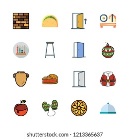traditional icon set. vector set about mittens, hebrew, bar stool and abacus icons set.