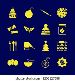 traditional icon. traditional vector icons set eggs, halloween candy, water well and rolling pin