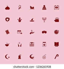traditional icon. traditional vector icons set christmas ball, menorah, halloween date on calendar and hand islam sign