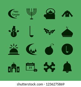 traditional icon. traditional vector icons set islamic mosque, sweater with deer, mosque and happy ramadan