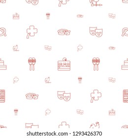 traditional icons pattern seamless white background. Included editable line pie, cake, weather vane, clover, maraca, mask, abacus icons. traditional icons for web and mobile.