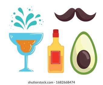 traditional icons set of cinco de mayo vector illustration design