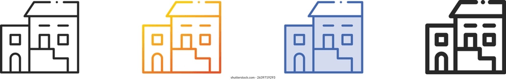 traditional icon.Thin Linear, Gradient, Blue Stroke and bold Style Design Isolated On White Background