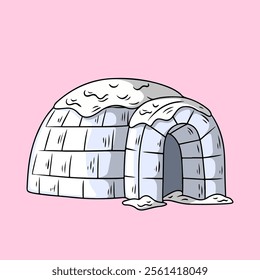 Traditional Igloo house with snow on top