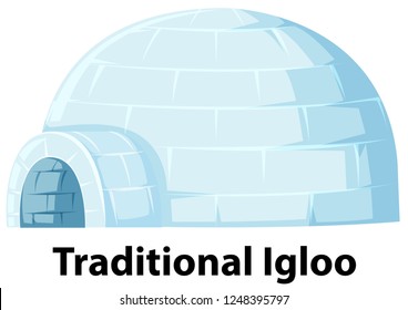 A Traditional Igloo On White Background Illustration