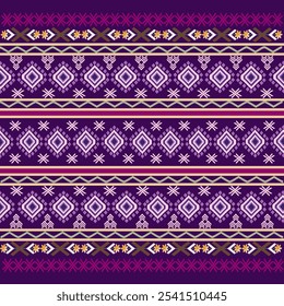 Padrão de tecido de ikat tradicional, padrão geométrico, padrão de tecido de ikat roxo brilhante, tecido de ikat étnico, ilustração têxtil, padrão, design de envoltório, seda, cachecol, fundo, têxtil, tapete, textura