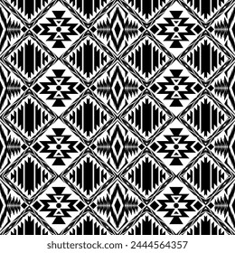 Traditionelles geometrisches Ikat-Muster für nahtlosen Hintergrund, Teppich, Bildschirmhintergrund, Kleidung, Verpackung, Batik, Stoff, Vektorillustration. Stickerei.