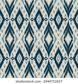 Traditionelles geometrisches Ikat-Muster für nahtlosen Hintergrund, Teppich, Bildschirmhintergrund, Kleidung, Verpackung, Batik, Stoff, Vektorillustration. Stickerei.
