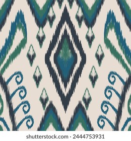 Traditional Ikat geometric pattern for seamless background, carpet, wallpaper, clothing, wrapping, batik, fabric, Vector illustration. Embroidery style.