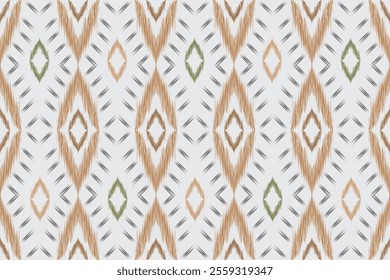 Traditional ikat Pattern with Earthy Tones and Geometric Shapes, ethnic Ikat art, ikat pattern, Design for carpet, wallpaper, clothing, wrapping, fabric, cover, textile