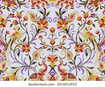 traditional ikat print, Persian pattern, Islamic pattern, Indian pattern, textile pattern, embroidery design vector.