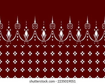 Traditionelles IKAT rotes Muster Flower Paisley Ikat nahtloses Muster Aztec African Indian Indonesian Design für Stoffdruck Kleidung Teppichvorhänge Teppich Sarong 