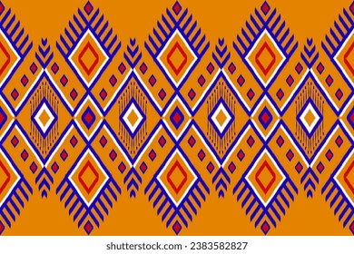 Traditional Ikat seamless pattern design. Design for carpet, wallpaper, clothing, wrapping, batik, fabric, Vector illustration embroidery style in Ethnic themes.