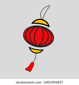 Traditional illustration lantern lamp with hook rope and lace underneath