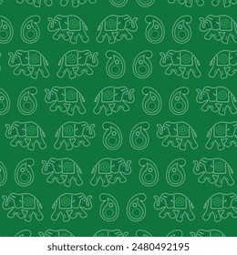 Traditional Indian Bandhani Pattern with Elephant