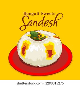 Traditional indian Bengali sweets or dessert sandesh vector illustration