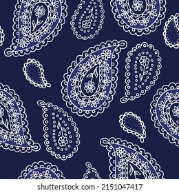 Traditional Indian boteh ornamental textile design. Colorful paisley print. Abstract psychedelic Buta seamless pattern . Hand drawn vector background.