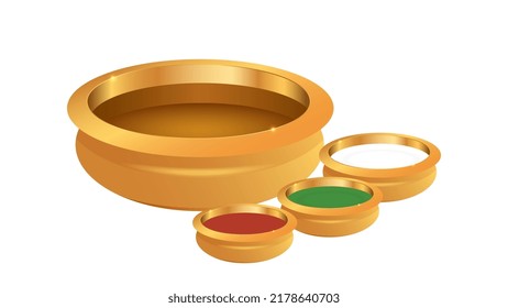 Traditional Indian Bowl vector illustration on white background.