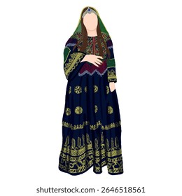 Traditional Indian Bride Illustration Cultural Wedding Dress