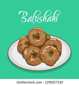 Traditional Indian dessert Balushahi vector illustration