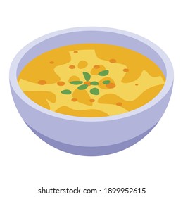 Traditional indian dish soup icon. Isometric of traditional indian dish soup vector icon for web design isolated on white background