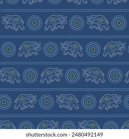 Traditional Indian Elephant Bandhani Pattern Vector
