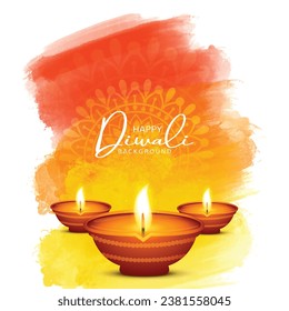 Traditional indian festival diwali with lamps card background