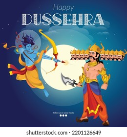 Traditional Indian festival happy Dussehra banner design template.