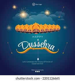 Traditional Indian festival happy Dussehra banner design template. 