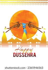 Traditional indian festival happy dussehra with vector illustration