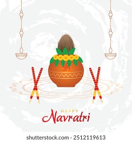 Festival tradicional indiano Happy Navratri com cartão de felicitações Garba e Dandiya