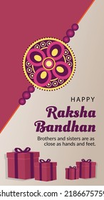 Traditional Indian festival happy Raksha Bandhan portrait template design.