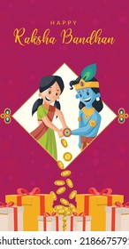 Traditional Indian festival happy Raksha Bandhan portrait template design.