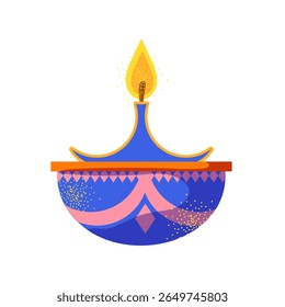 O tradicional festival indiano de luzes Diwali. Conjunto de atributos para decoração festiva. Ilustração vetorial. Em um estilo plano em um fundo branco.