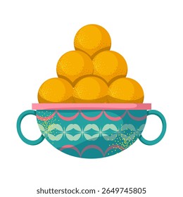 Traditional Indian festival of lights Diwali. Set of attributes for festive decor. Vector illustration. In a flat style on a white background.