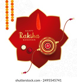 Traditional Indian festival Raksha Bandhan greeting card Vector illustration