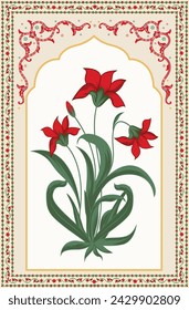 Traditional Indian floral Motif illustrations. Indian flower border and arch design.