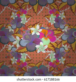 Traditional Indian floral seamless pattern in blue and green colors. Vector illustration.