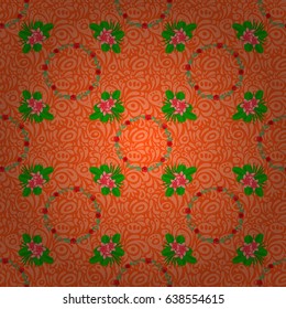 Traditional Indian floral seamless pattern with motley plumeria flowers on a orange background. Vector illustration.